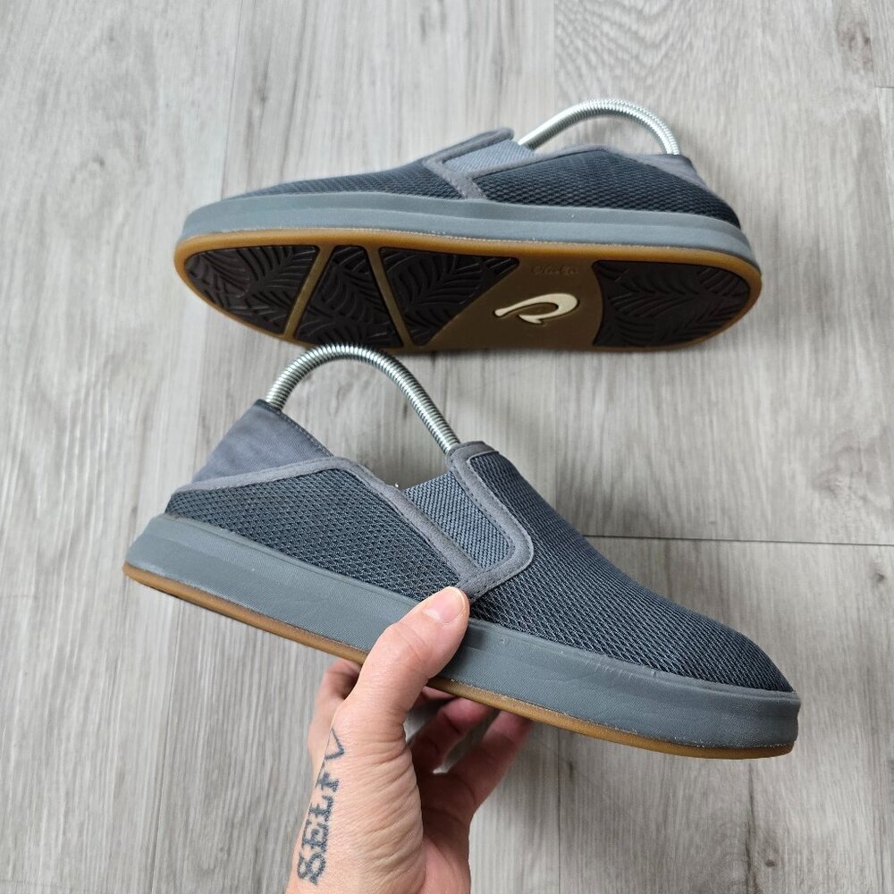 OluKai | Ki'Ihele grey monochrome low-top slip-on sneakers | WMS 8